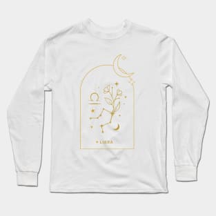 Libra Zodiac Constellation and Flowers - Astrology and Horoscope Long Sleeve T-Shirt
